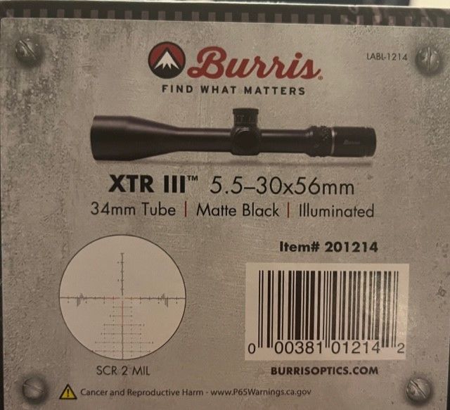 Burris XTR III 5.5-30 W/Accessories - $1125 obo