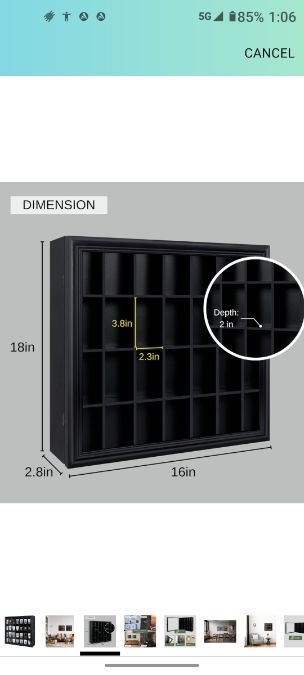 Shot Glass Display Cabinet Solid Wood - Large Disp