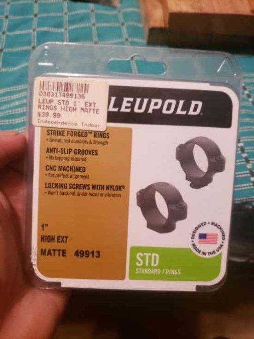 Leupold high m std Scope Rings and Cross Slot rail