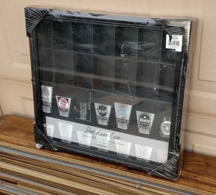 Shot Glass Display Cabinet Solid Wood - Large Disp