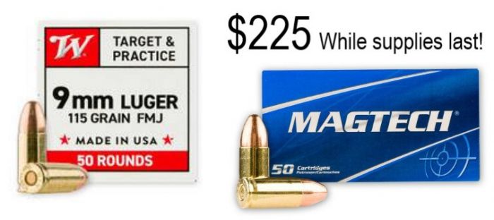 Winchester or New Republic 9mm Luger 115 Grain FMJ