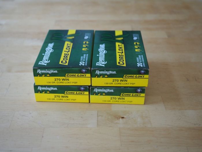 Four boxes of factory Rem 270 Win 130 gr Core-Lokt
