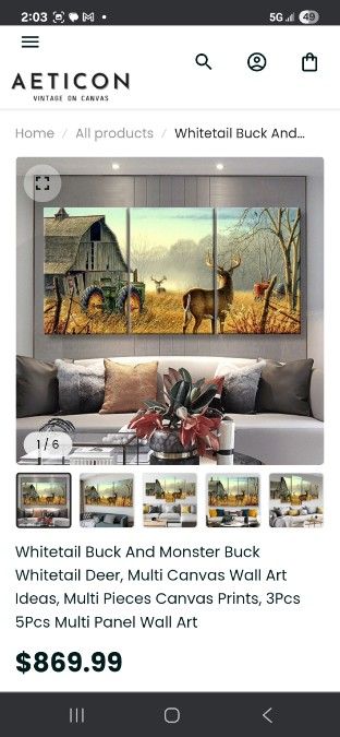 Three panel mule deer picture