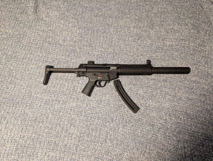HK MP5 .22 LR Semi-Auto Rifle with Faux Suppressor