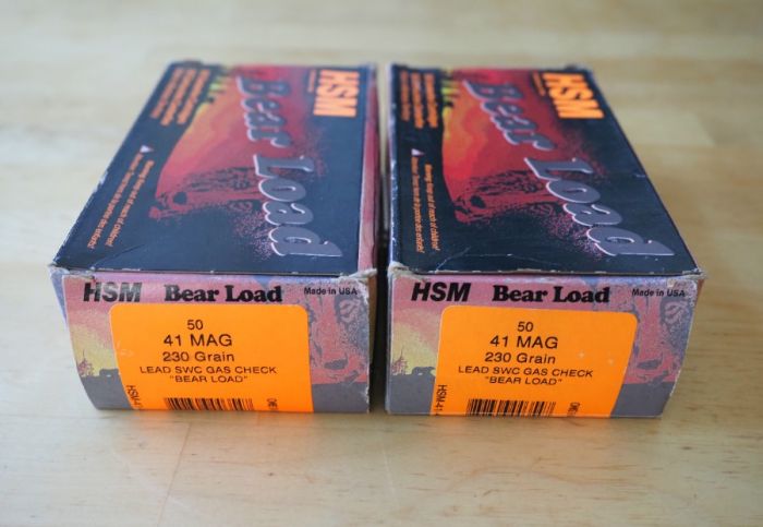 Two 50 round boxes of HSM 41 Mag 230 Gr Bear Load