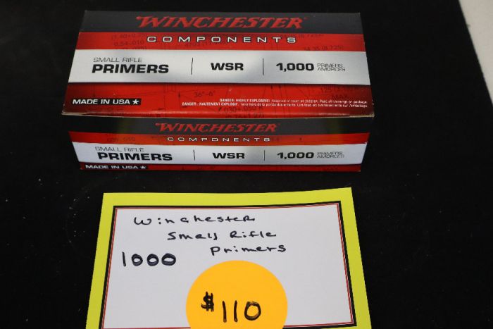 WINCHESTER SMALL RIFLE PRIMERS BOX OF 1000 $110