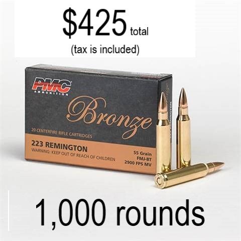 223 Rem. PMC or Federal 55 Grain FMJBT 500 round