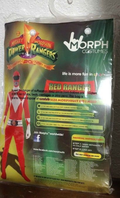  Adult Red Power Ranger Morphsuit Bodysuit Costume