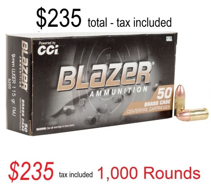 IN STOCK 9mm CCi Blazer Brass 115 or 124 grain