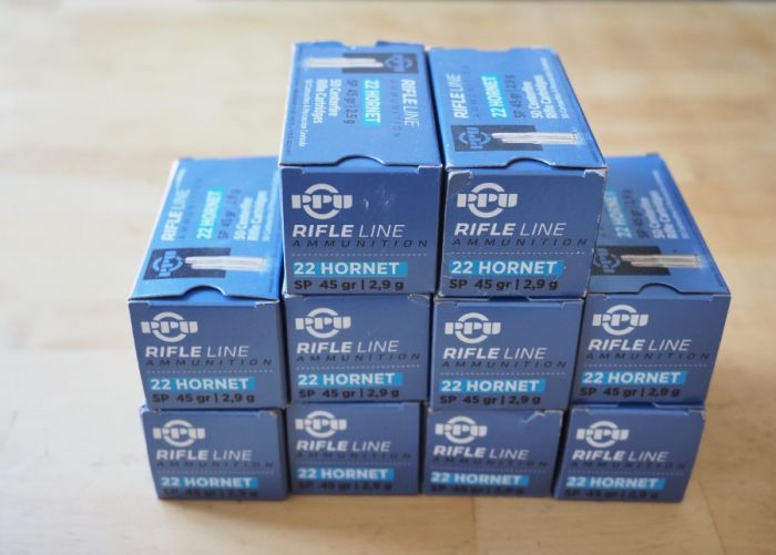 500 Rounds of Factory Loaded 22 Hornet 45 gr JSP