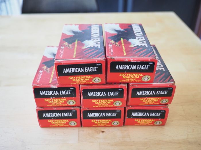 Eight 50 round boxes of Federal 327 Fed Mag 100 gr