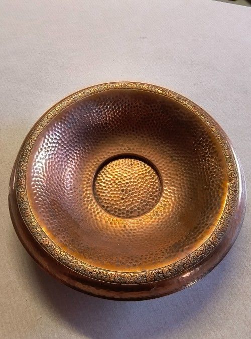 Antique Copper Bowl 12 inch x 3 inch