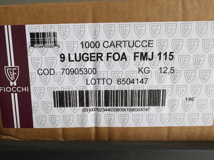 Fiocci 9mm 115 grain Range Dynamics 1000 Rounds