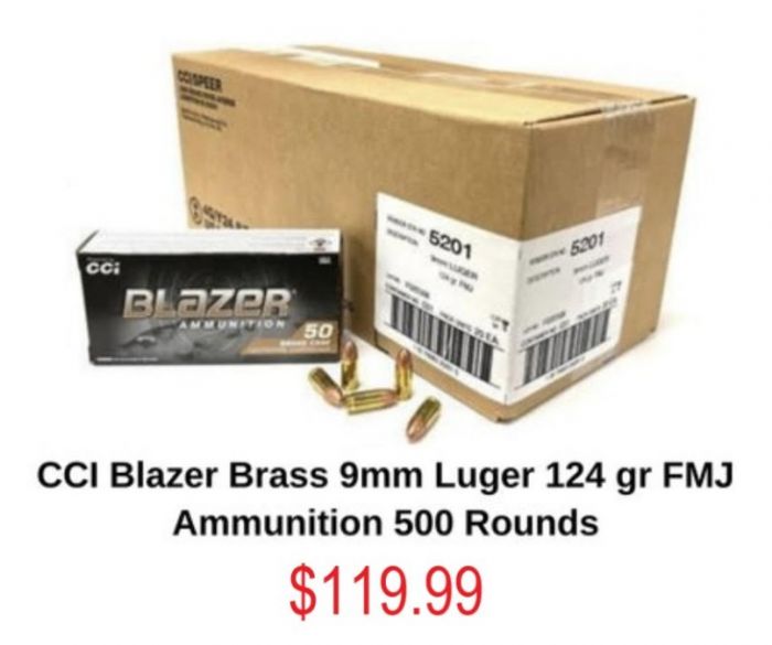 9mm CCi Blazer Brass 115 or 124 Grain 500 rounds