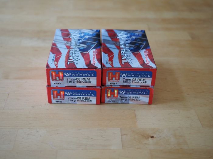 Four Boxes of Hornady 7mm-08 Rem 139 gr Interlock