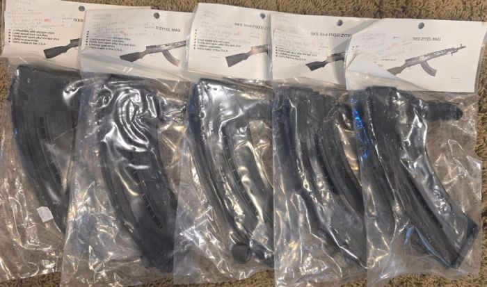 5-SKS zytel 30rd mags. New in pkg