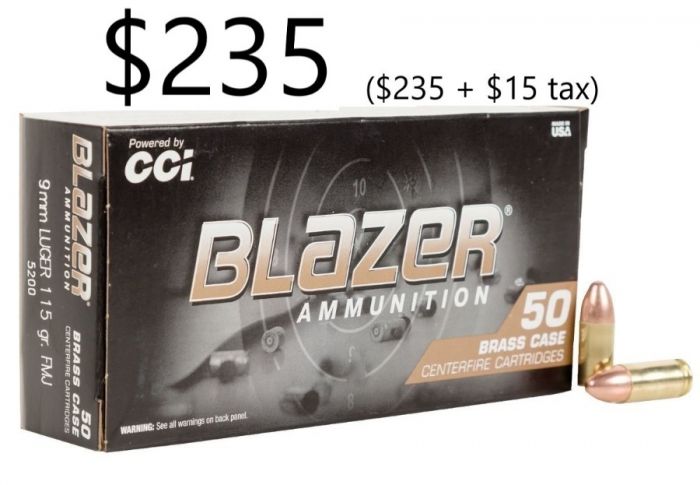IN STOCK 9mm CCi Blazer Brass 115 or 124 grain