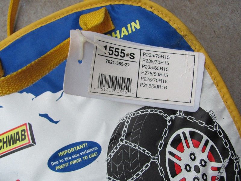 Tire Chain Size Chart Les Schwab