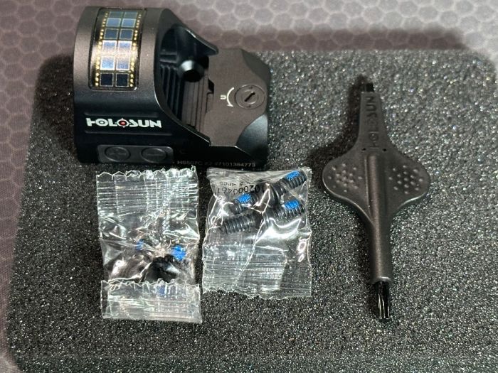 sight, screws, and tool