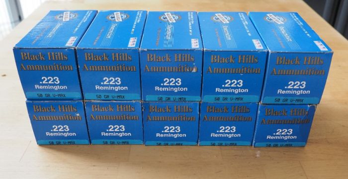 500 rounds of Black Hills 223 Rem 50 gr VMAX