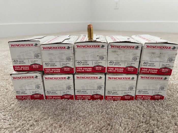 Factory Winchester USA Target FMJ 40 S&amp;W 165 Grain