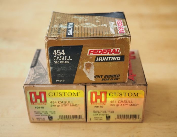 Three 20 round boxes of 454 Casull hunting ammo