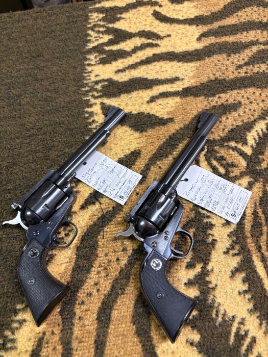 Pair of Ruger early flat top revolvers 44&amp;357